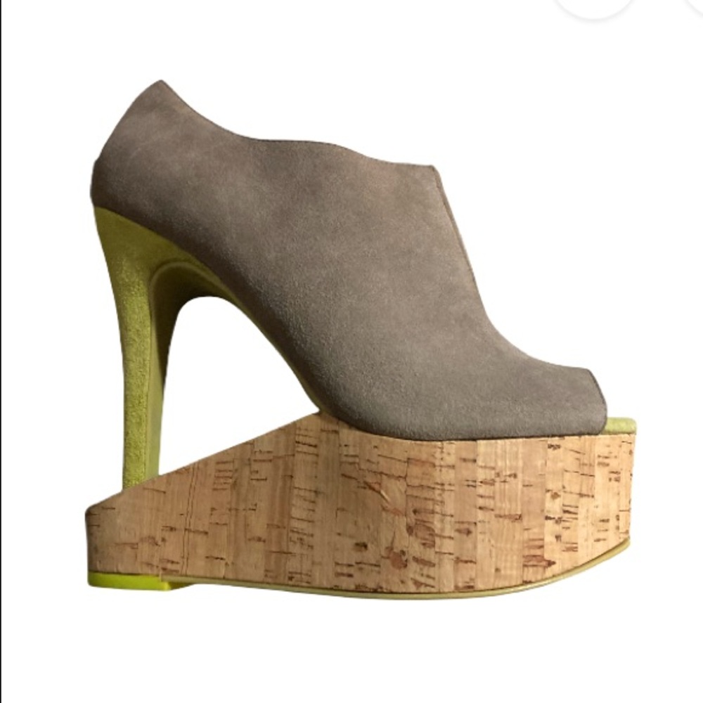 Dolce Vita Grey and lime green wedge booties